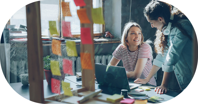 Team collaborating in a modern office
